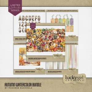 Autumn Watercolor Digital Scrapbook Bundle