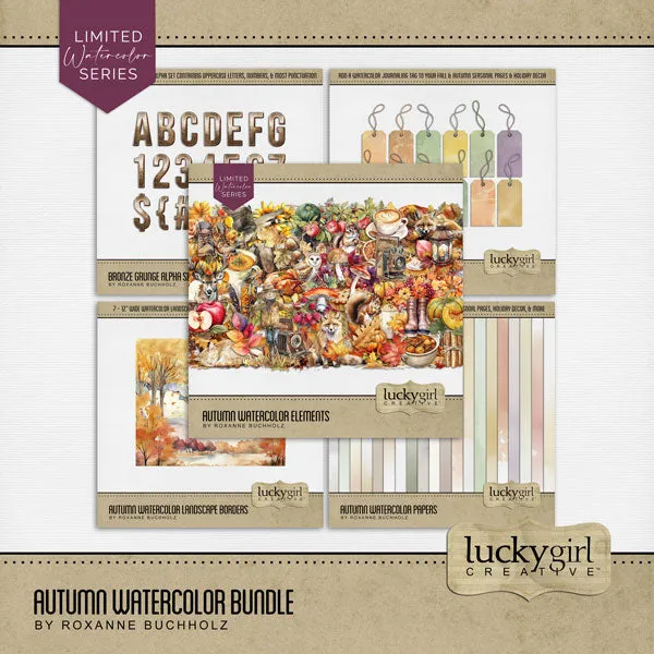 Autumn Watercolor Digital Scrapbook Bundle