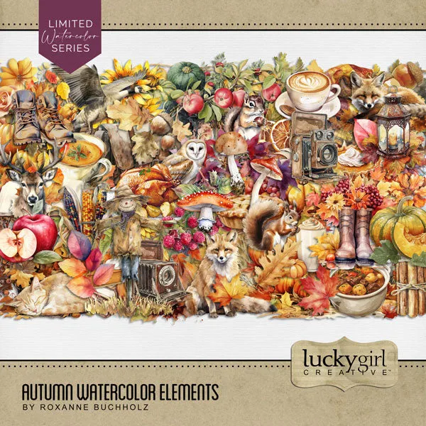 Autumn Watercolor Digital Scrapbook Bundle