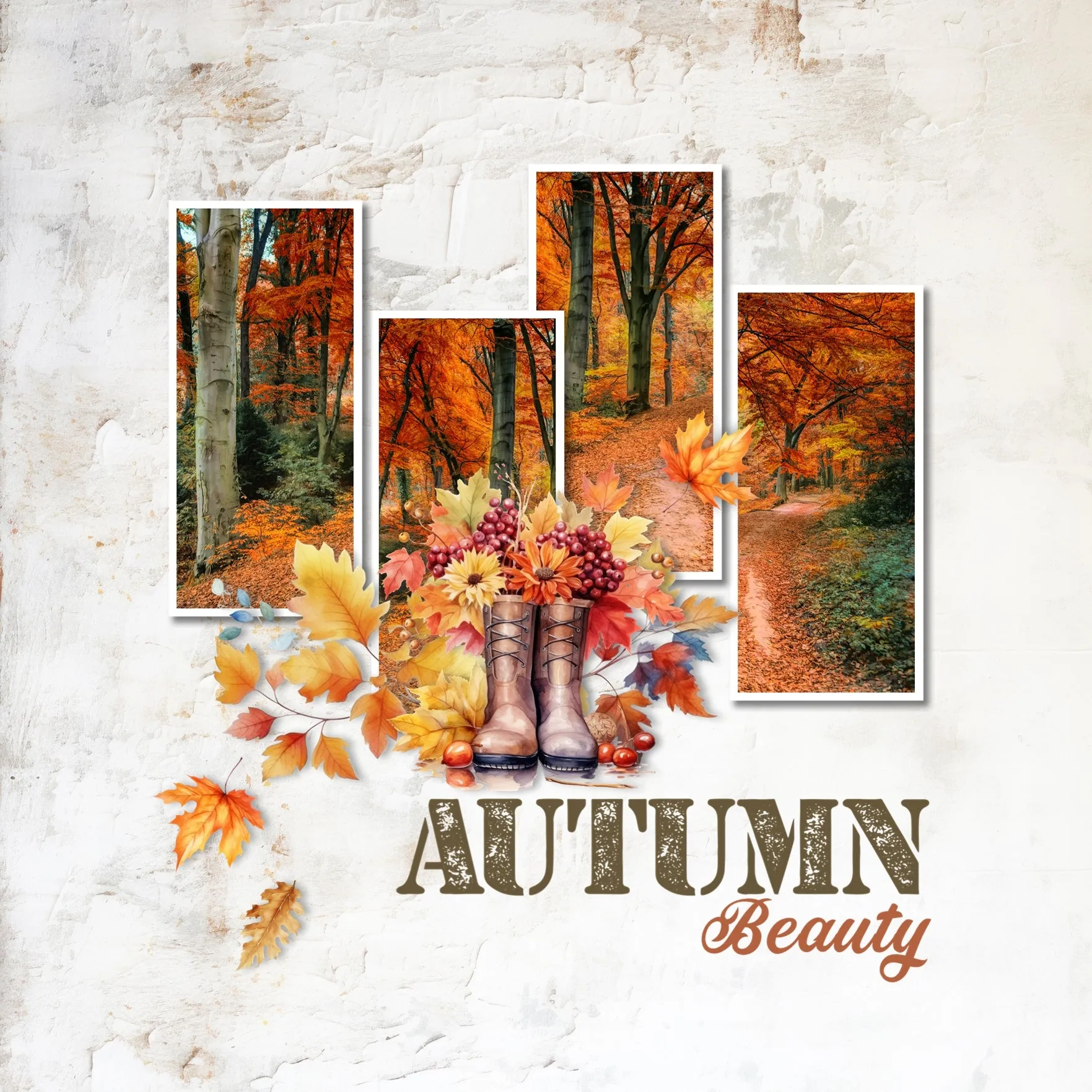 Autumn Watercolor Digital Scrapbook Bundle