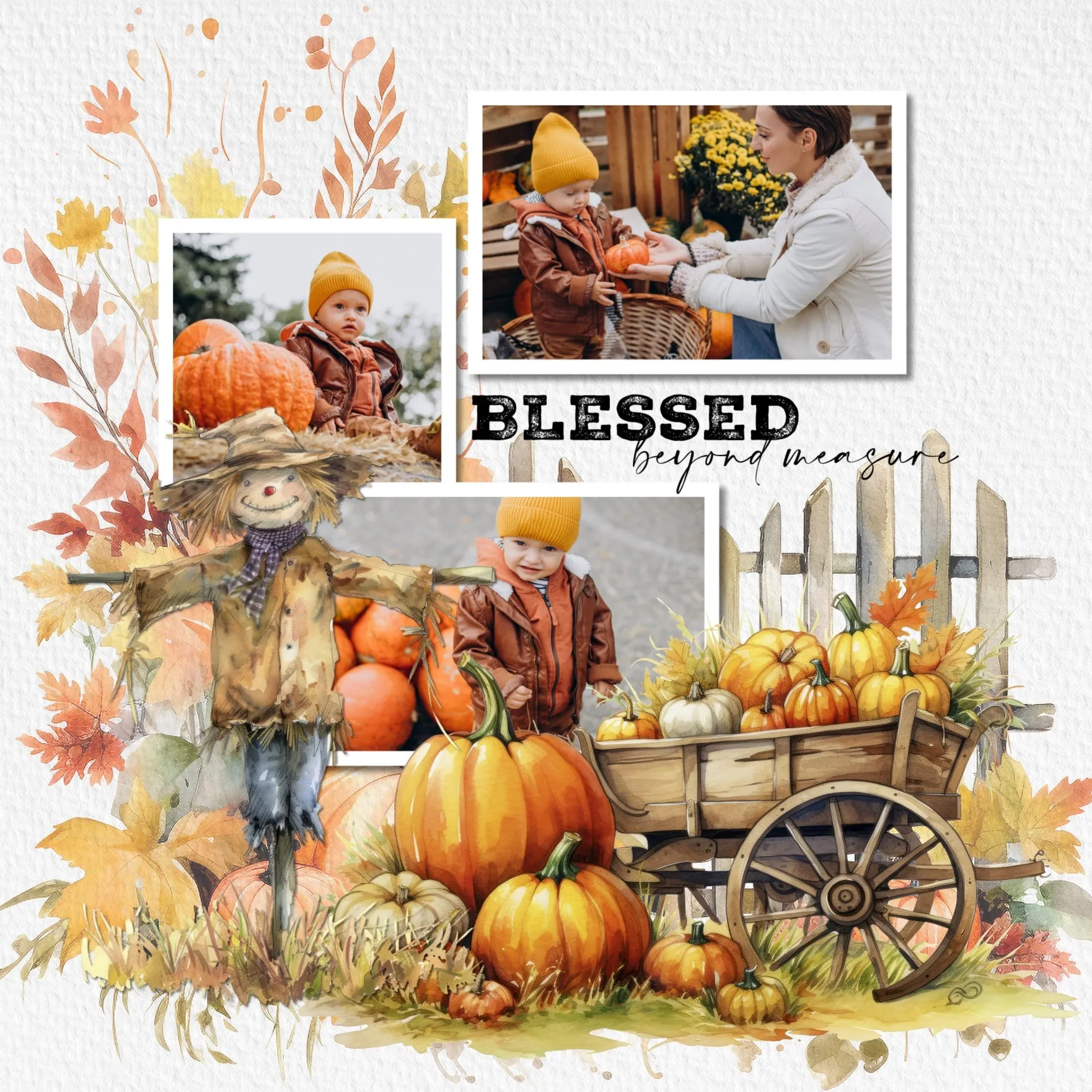 Autumn Watercolor Digital Scrapbook Bundle