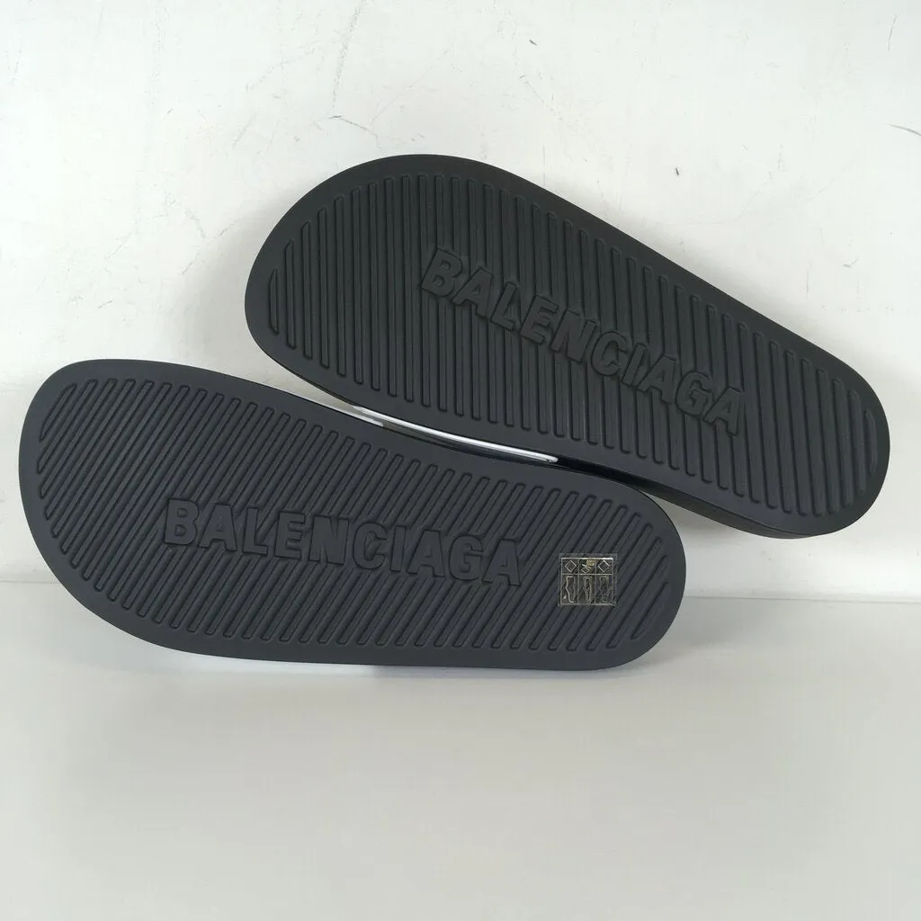 Balenciaga Rubber Logo Pool Slide Sandals 37