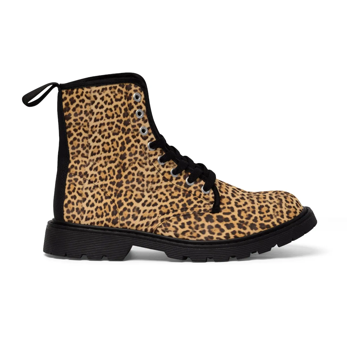 Brown Leopard Print Women's Boots, Best Winter Laced Up Animal Print Designer Boots For Women