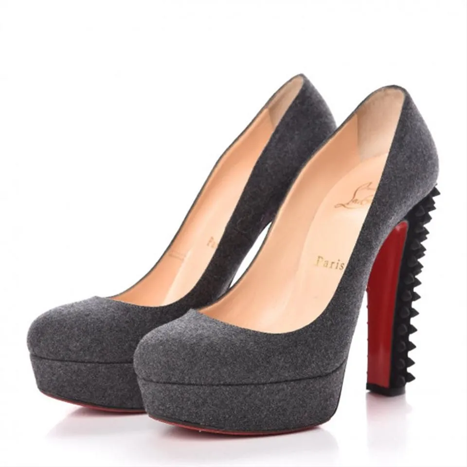 Christian Louboutin Grey Flannel Veau Velours Taclou Pumps Platforms