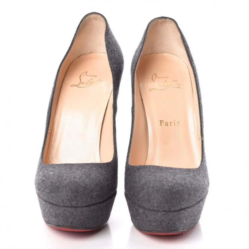 Christian Louboutin Grey Flannel Veau Velours Taclou Pumps Platforms