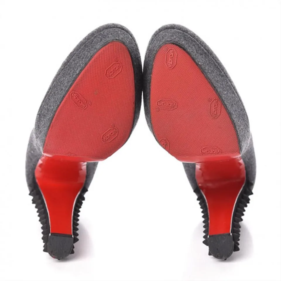 Christian Louboutin Grey Flannel Veau Velours Taclou Pumps Platforms