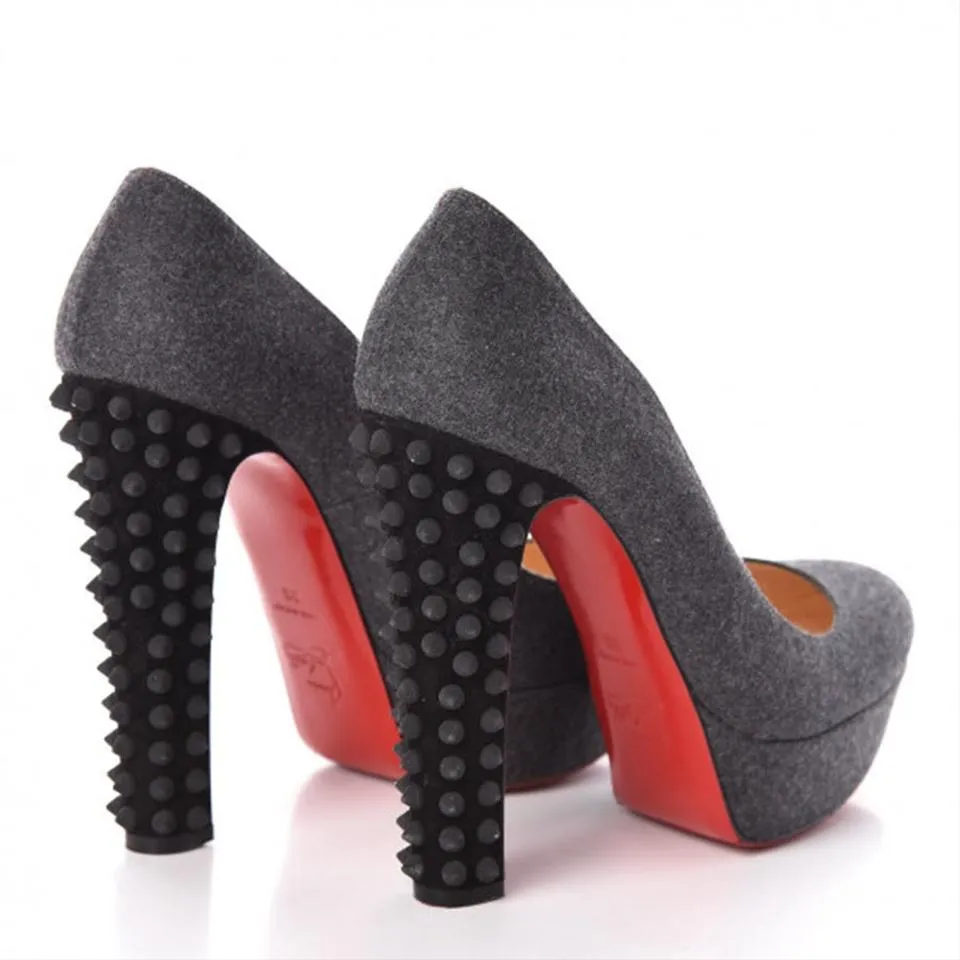 Christian Louboutin Grey Flannel Veau Velours Taclou Pumps Platforms