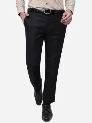 Comfy Black Solid Slim Fit Formal Trouser | Metal