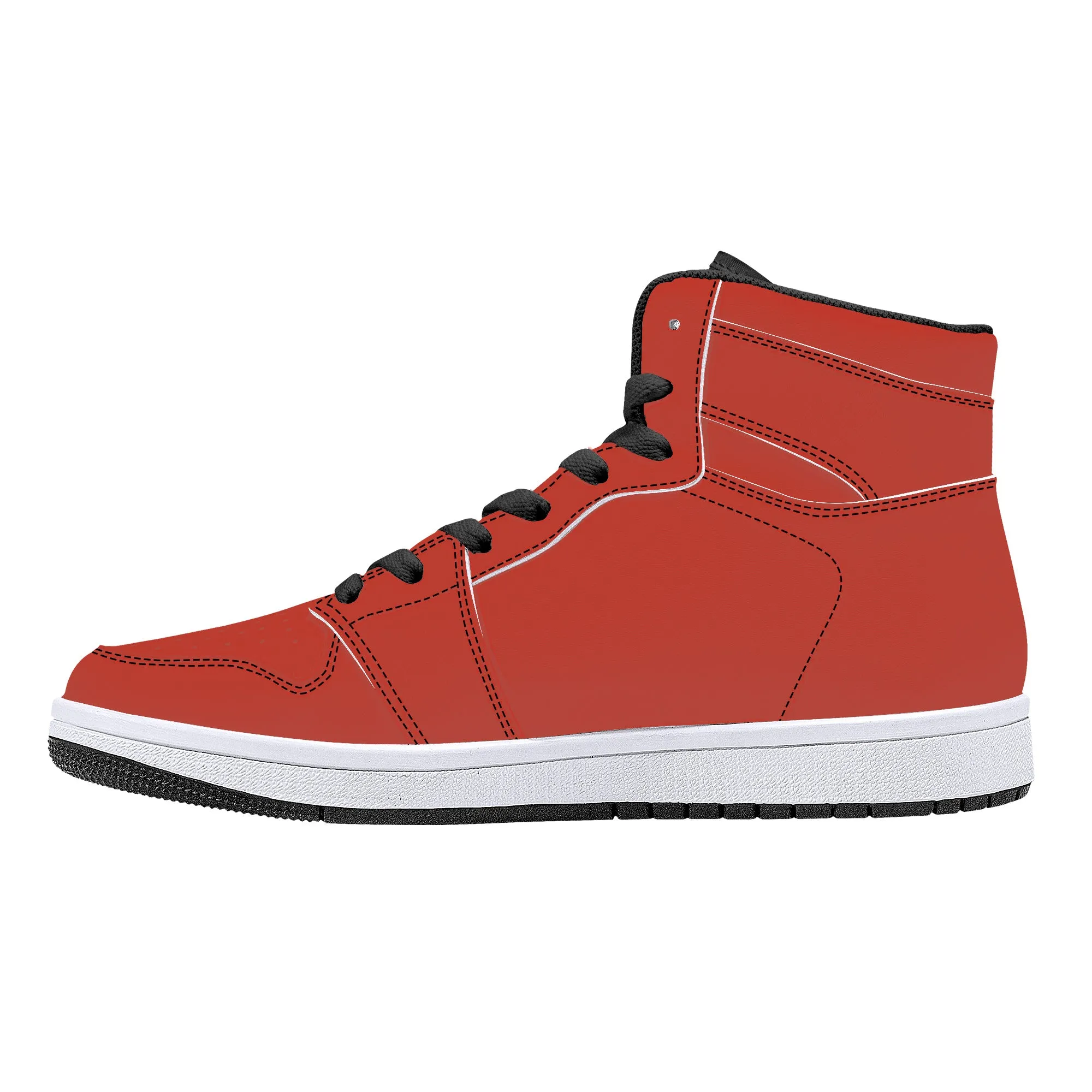 D16 High-Top Leather Sneakers - Red