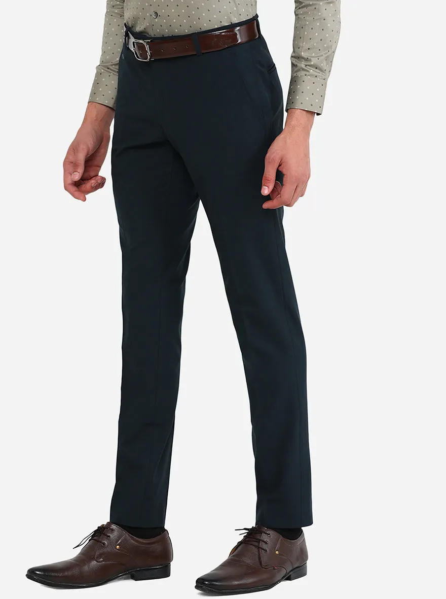 Dark Green Solid Super Slim Fit Formal Trouser | JB Studio