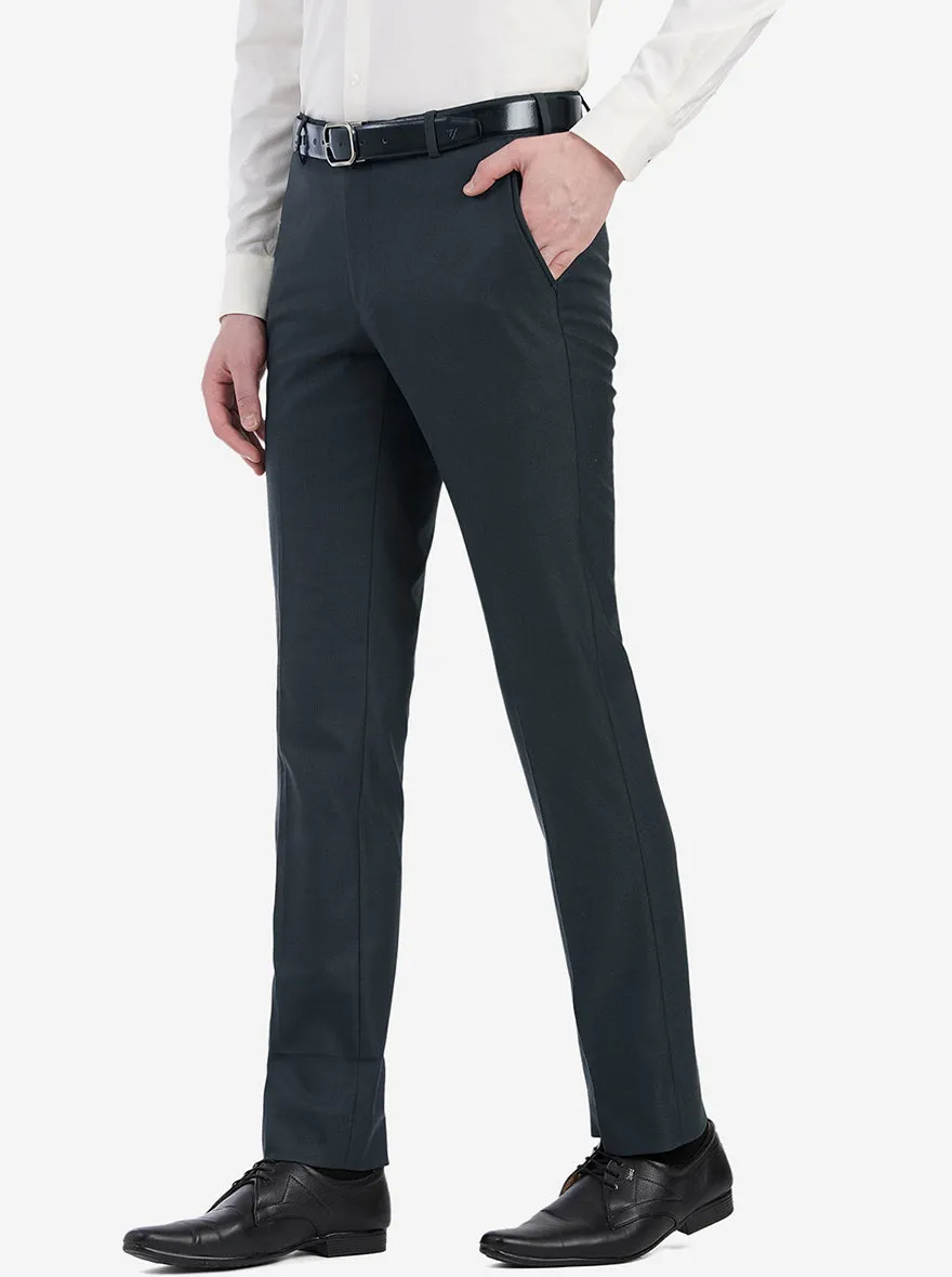 Grey Solid Slim Fit Formal Trouser | JB Studio