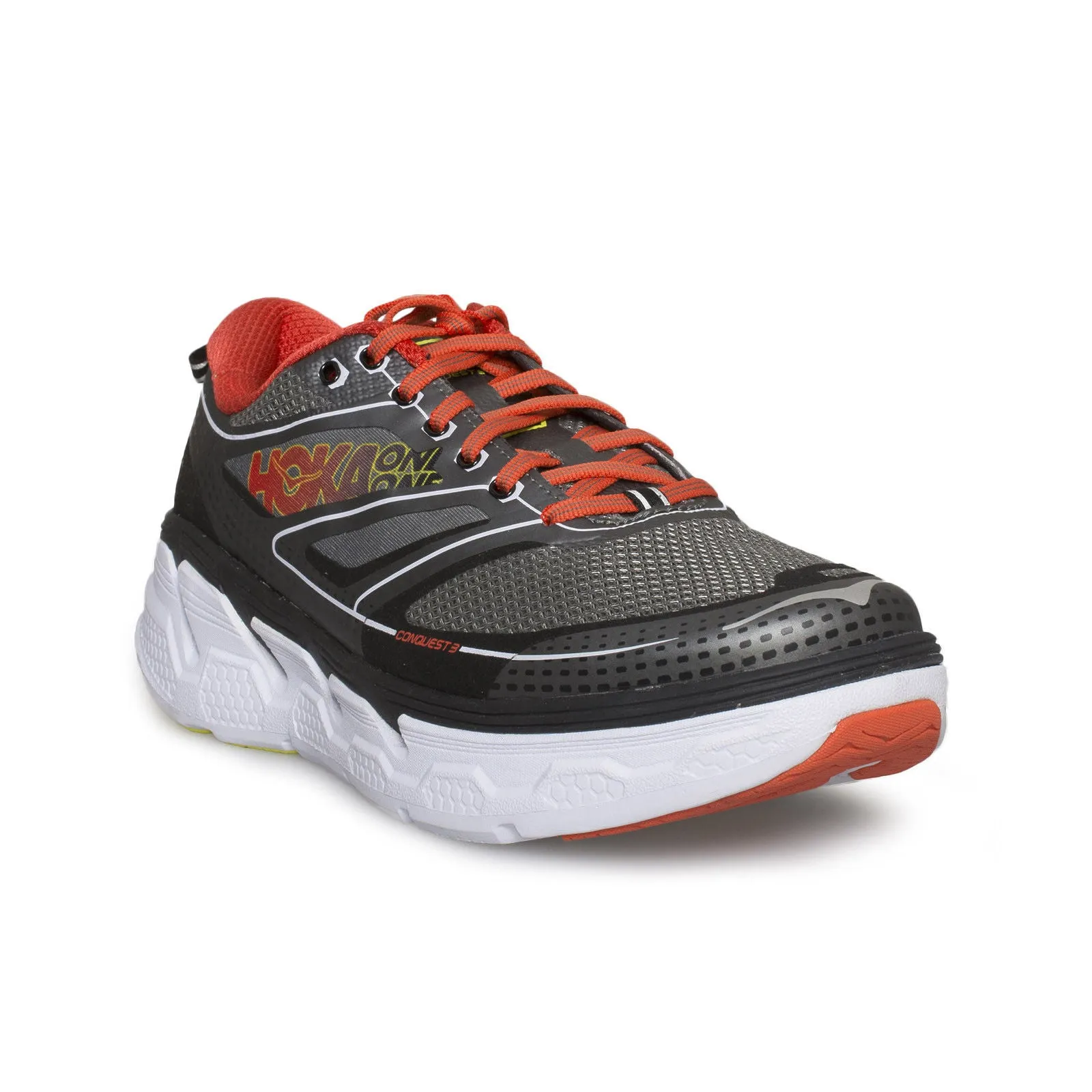 Hoka One One Mens Conquest 3 Grey / Orange Flash Running Shoes