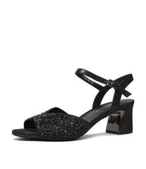 Juba Black Shimmer Leather Heels