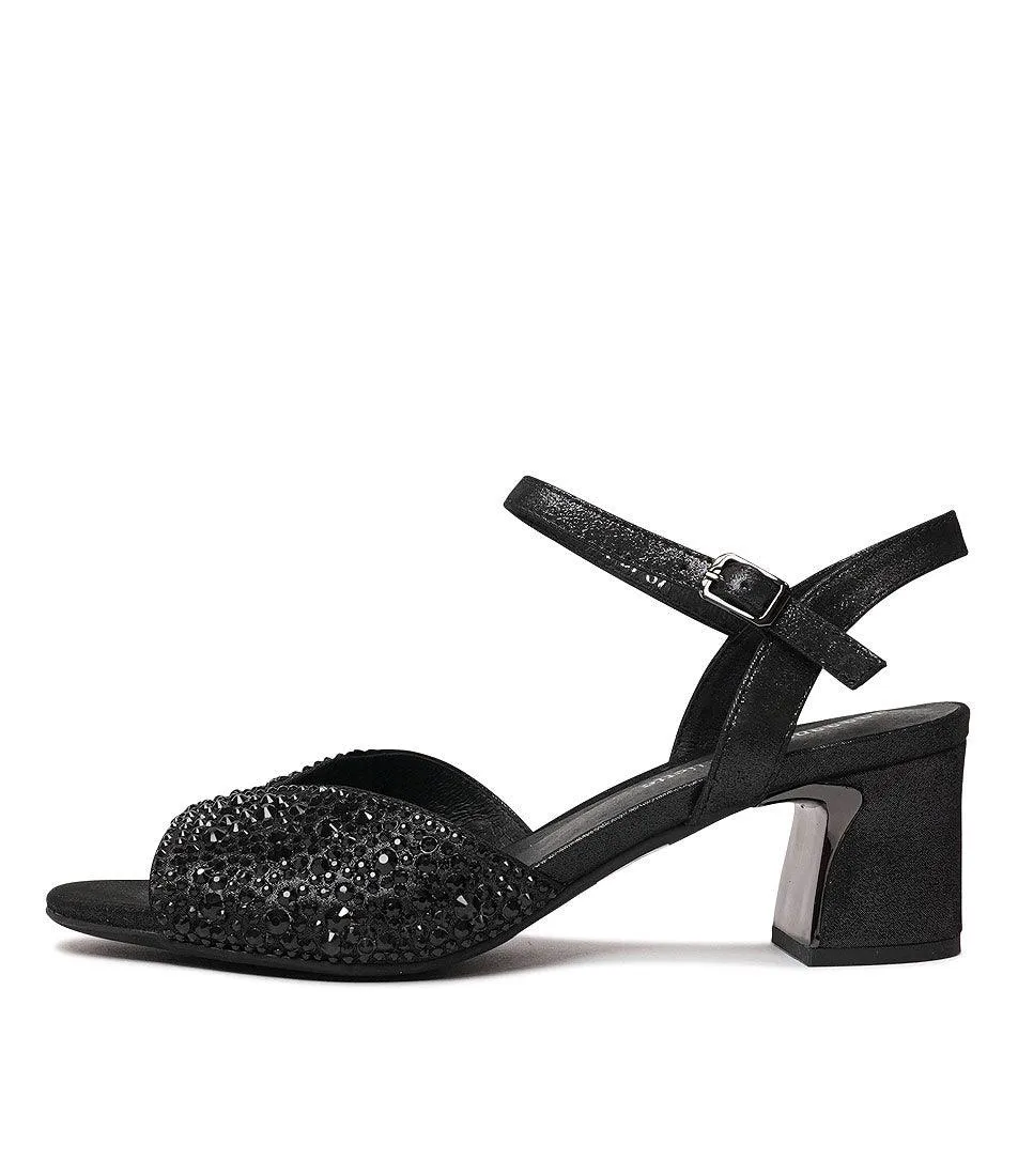 Juba Black Shimmer Leather Heels