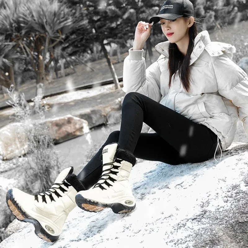 Lace-up Mid-Calf Ergonomic Winter Snow Boots for Women