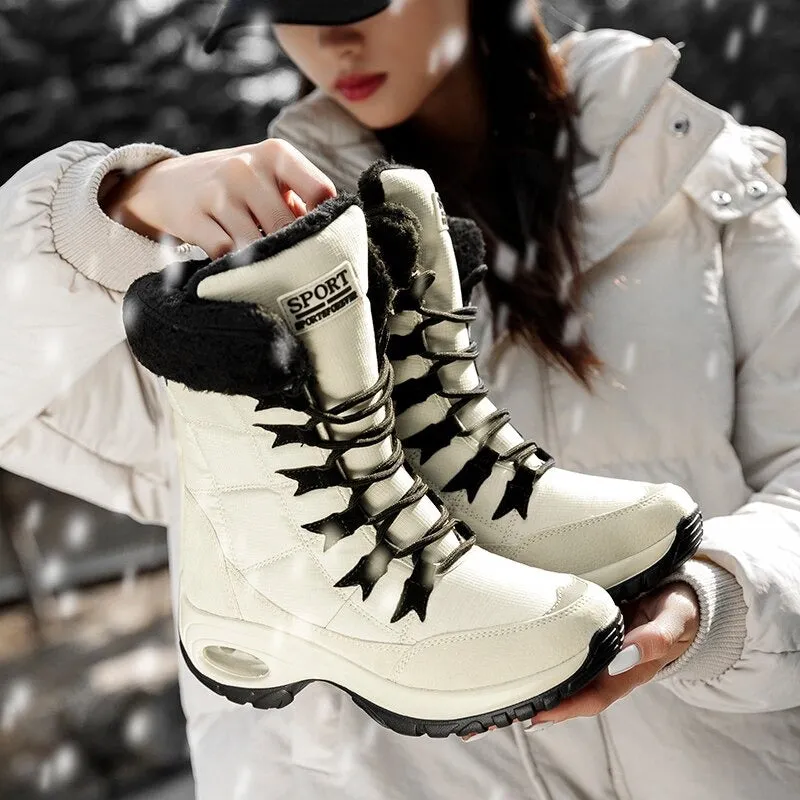 Lace-up Mid-Calf Ergonomic Winter Snow Boots for Women