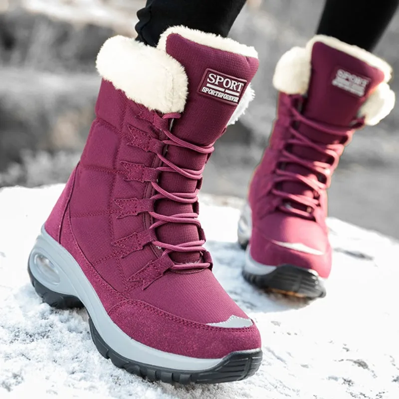 Lace-up Mid-Calf Ergonomic Winter Snow Boots for Women