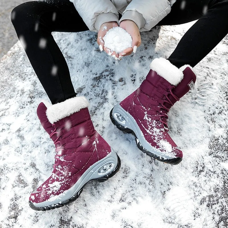 Lace-up Mid-Calf Ergonomic Winter Snow Boots for Women