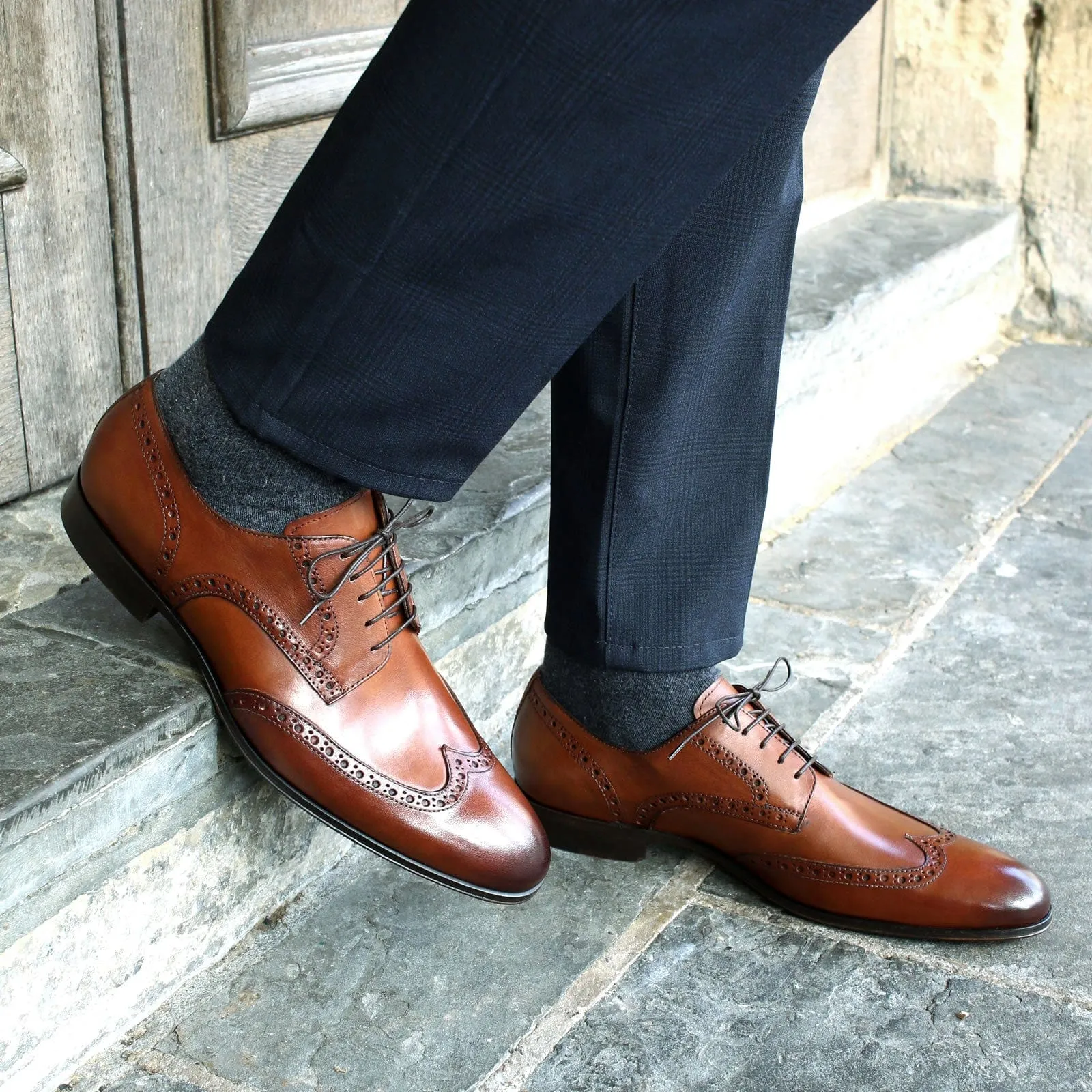 Madison Wingtip Derby Brogue Chestnut