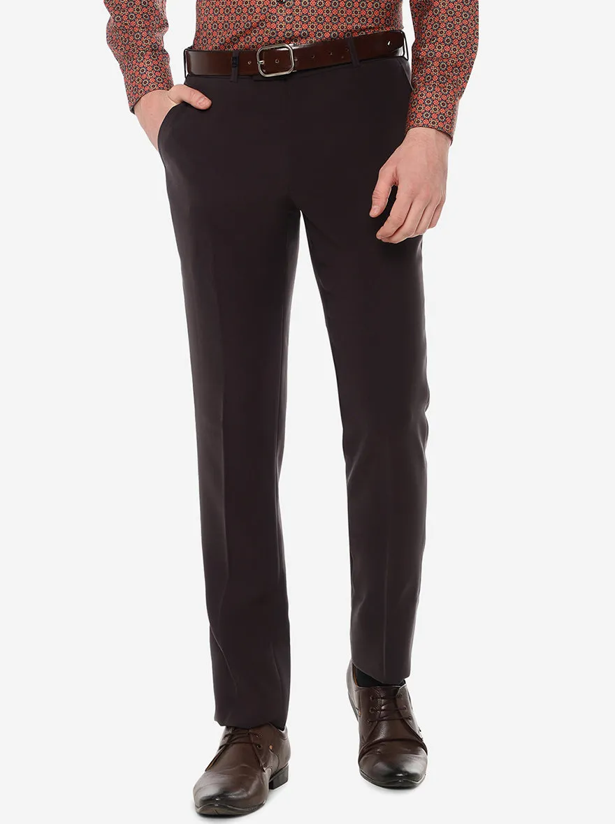 Maroon Solid Slim Fit Formal Trouser | JB Studio