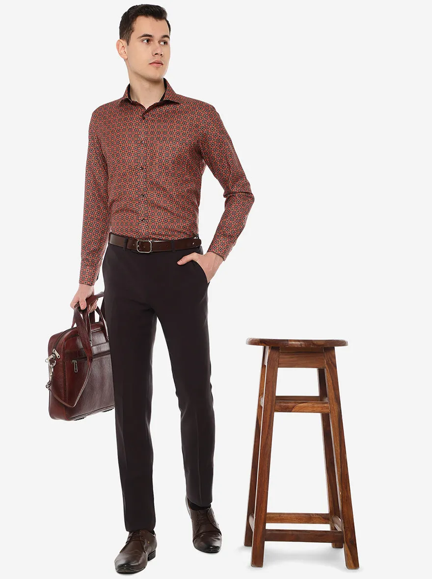 Maroon Solid Slim Fit Formal Trouser | JB Studio