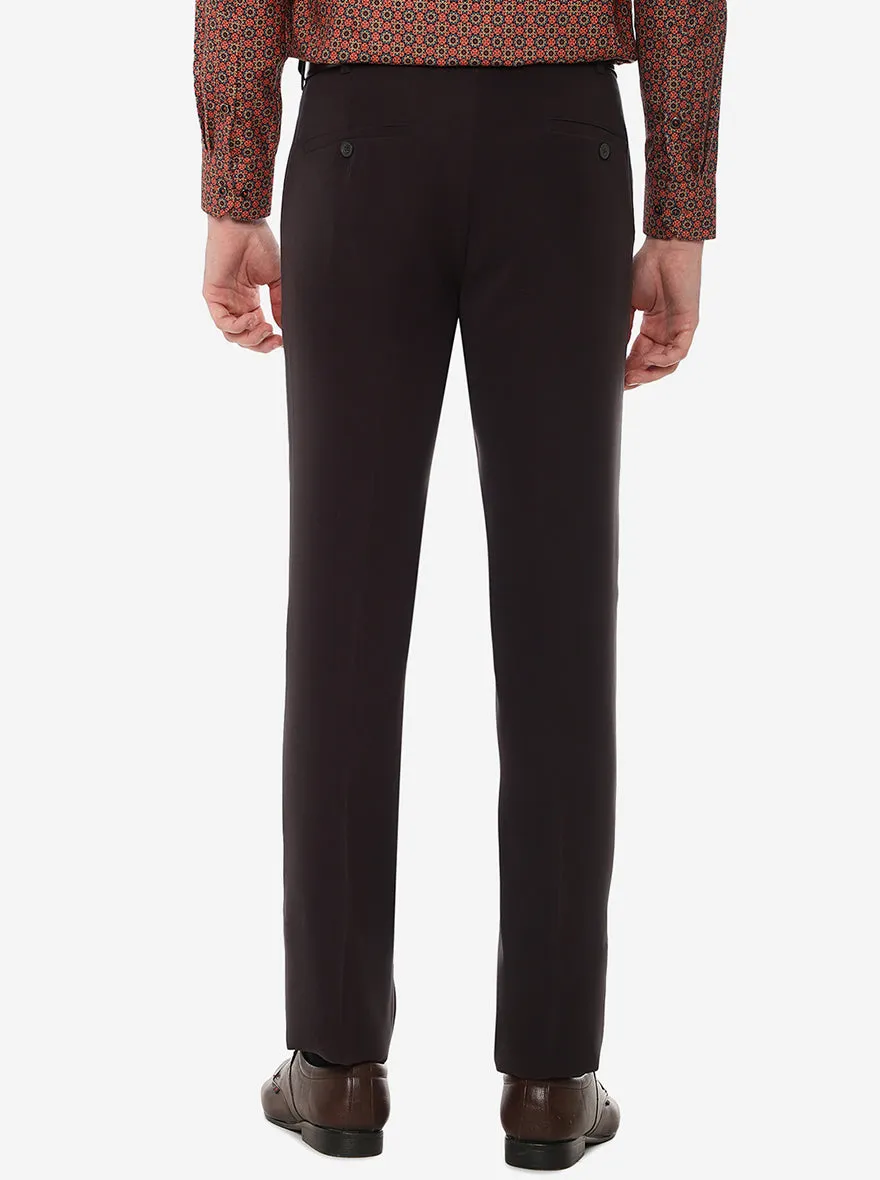 Maroon Solid Slim Fit Formal Trouser | JB Studio