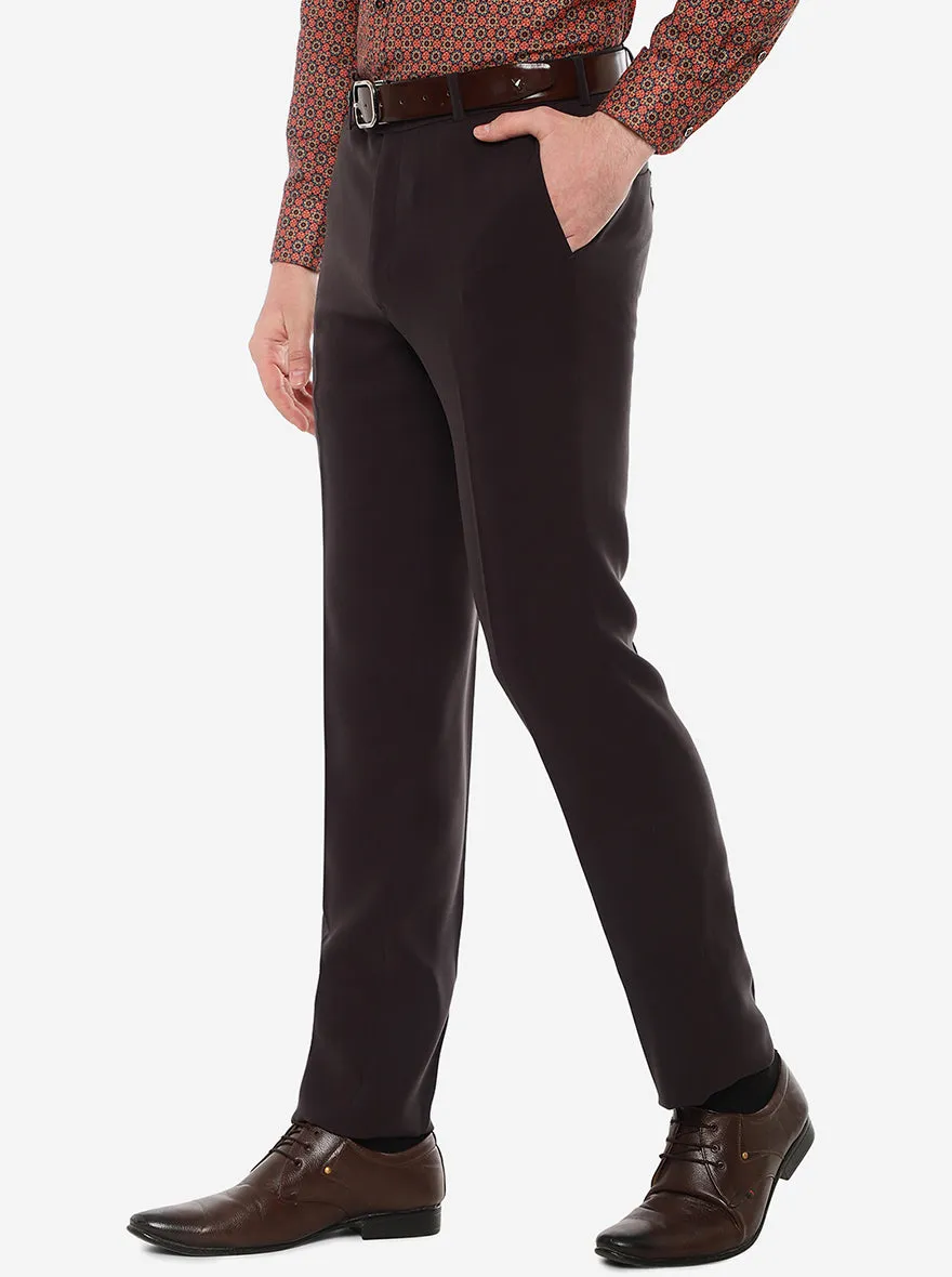 Maroon Solid Slim Fit Formal Trouser | JB Studio