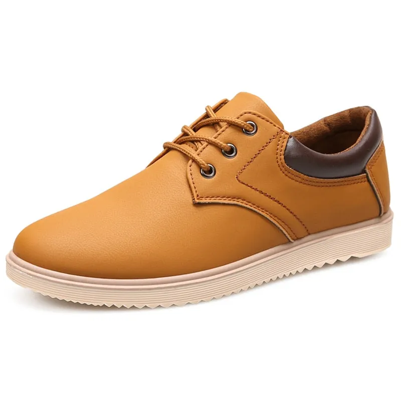 Men Leather Casual Shoes Men Flat Shoes for Men Trendy Sneaker Lace Up