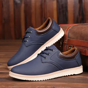 Men Leather Casual Shoes Men Flat Shoes for Men Trendy Sneaker Lace Up