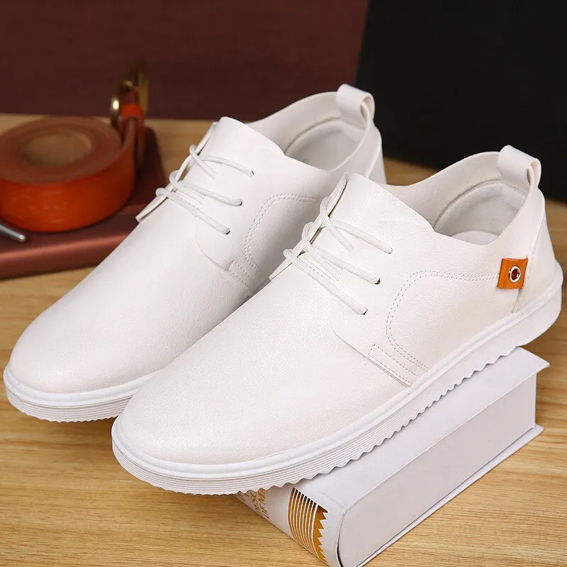 Men Leather Casual Shoes Men Flat Shoes for Men Trendy Sneaker Lace Up