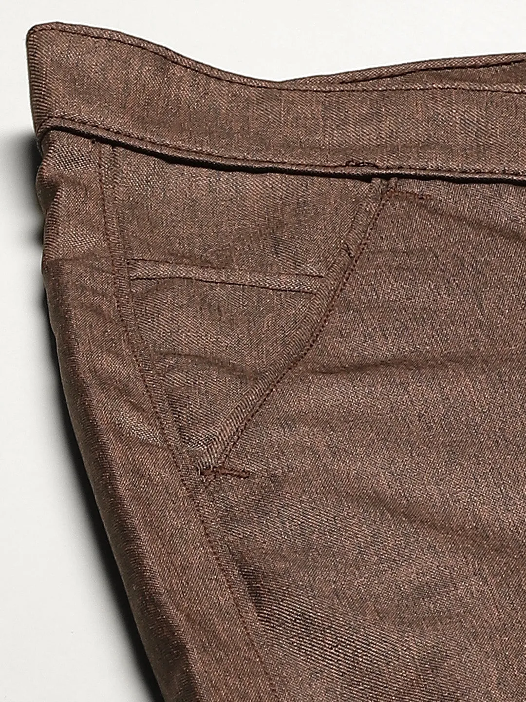 Men's Cotton Blend Brown Formal Trousers - Sojanya