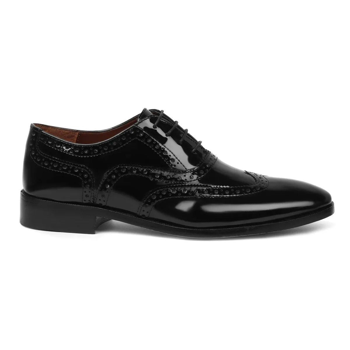 Men's Full Wingtip Punching Brogues Oxford Patent Leather Shoe By Brune & Bareskin