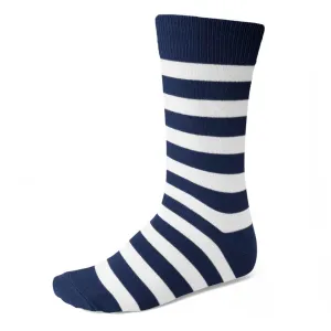 Men's Navy Blue and White Striped Socks