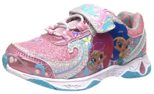 Nickelodeon Shimmer and Shine Blue Pink Girl's Sparkle Light Up Hook and Loop Elastic Lace Sneakers