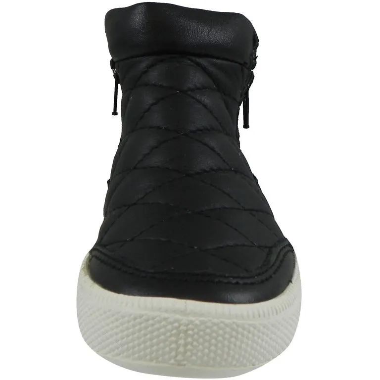 Old Soles 1040 Boy's and Girl's Zip Daley Black Quilted Leather Zipper High Top Sneaker Shoe