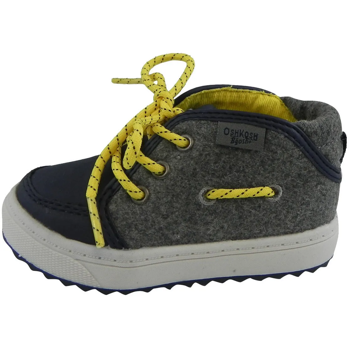 OshKosh Boy's Soft Felt Leather High Top Lace Up Sneakers Navy