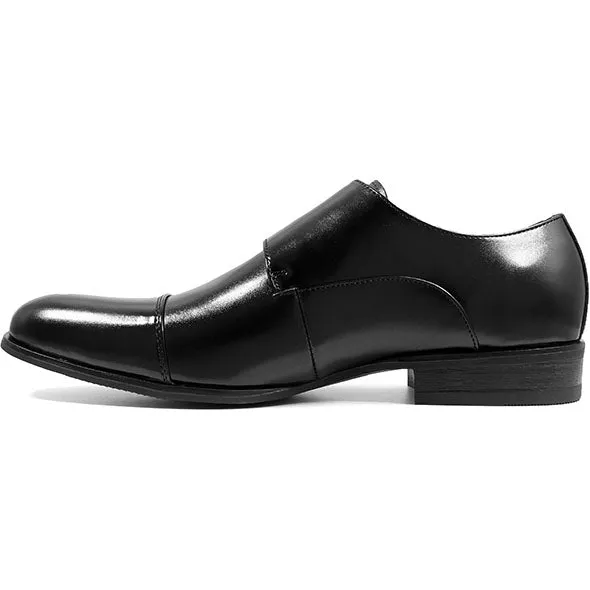 Stacy Adams Onyx Black Gordon Cap Top Monk Strap Shoes