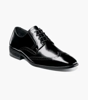 Stacy Adams Onyx Black Wide-Fit Adler Wingtip Oxford Shoes