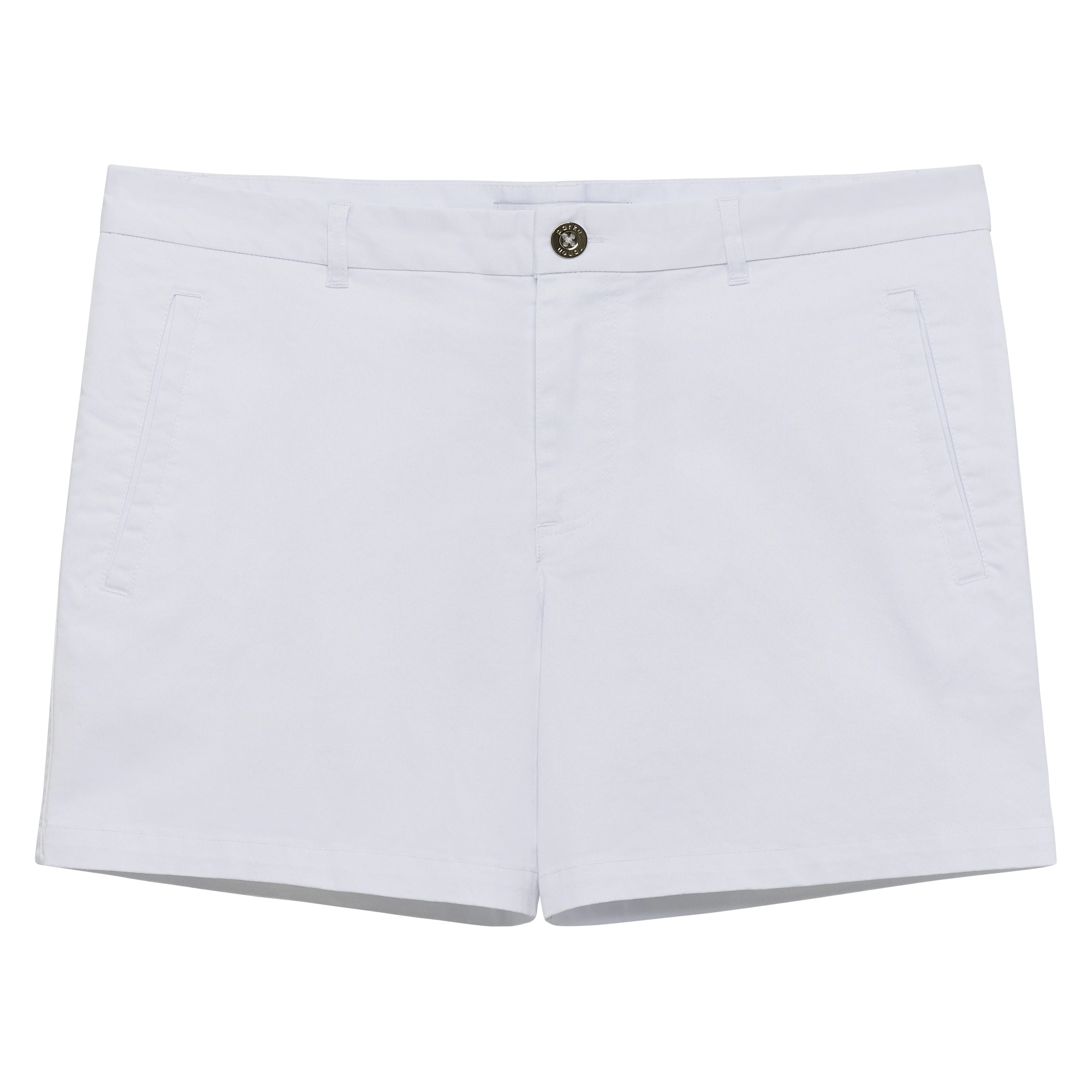 White Solid Stretch Holler Shorts