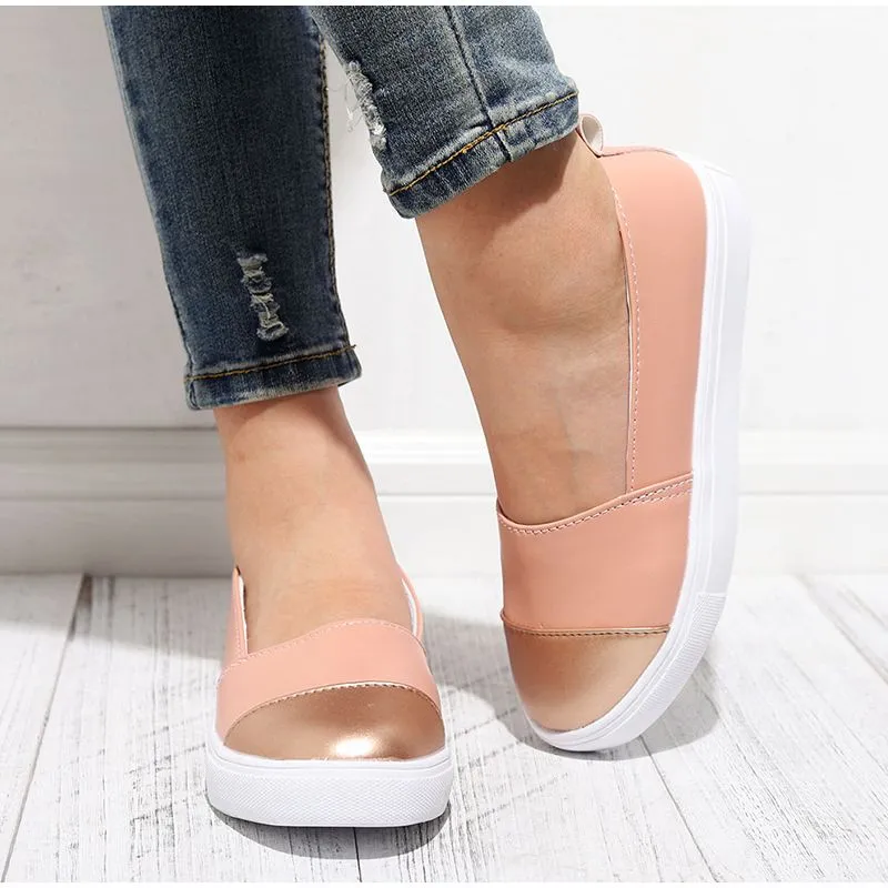 Women Casual Shoes Anti-slip Round Toe Comfortable Cushion Platform Slip-On