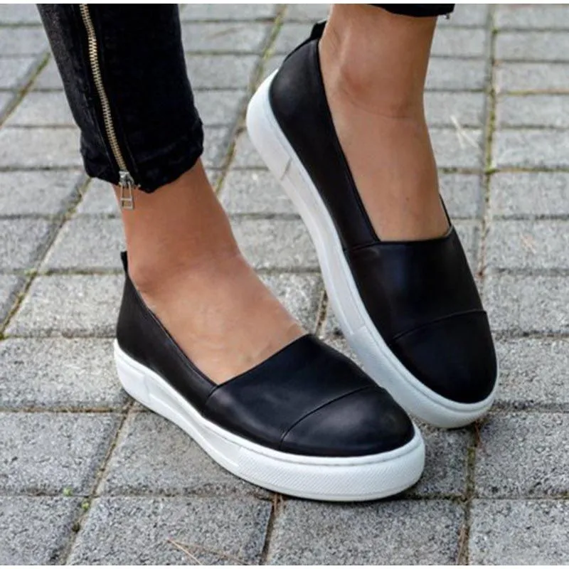 Women Casual Shoes Anti-slip Round Toe Comfortable Cushion Platform Slip-On