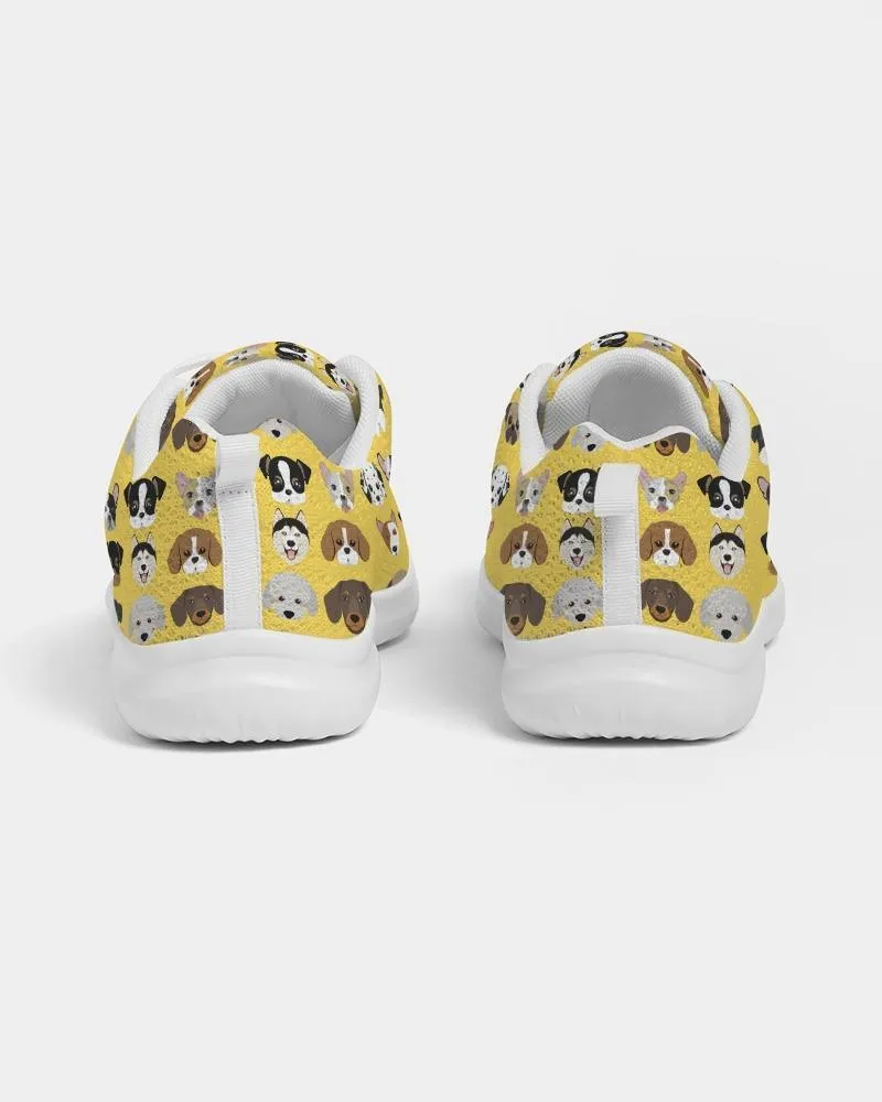 Womens Sneakers - Yellow Doggie Love Low Top Canvas Running Shoes