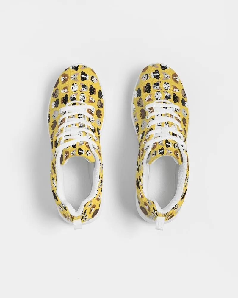 Womens Sneakers - Yellow Doggie Love Low Top Canvas Running Shoes