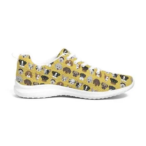 Womens Sneakers - Yellow Doggie Love Low Top Canvas Running Shoes