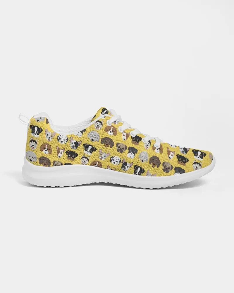 Womens Sneakers - Yellow Doggie Love Low Top Canvas Running Shoes